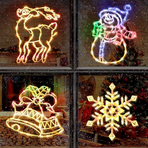 Christmas Window Silhouette Lights Decorations, Pack of 4...