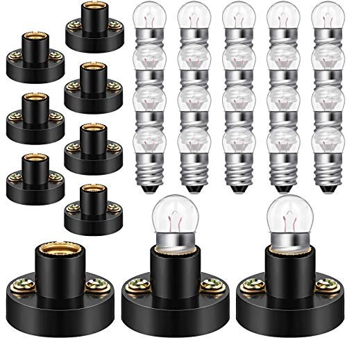 Honoson 30 Pieces E10 Screw Mini Bulbs and Holders