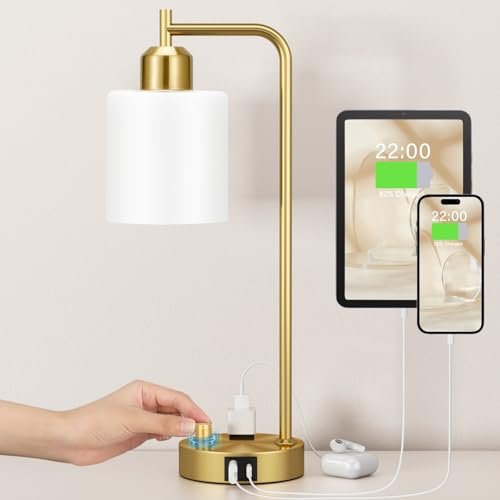 Innqoo Gold Lamp for Bedroom - Industrial Bedside Table...