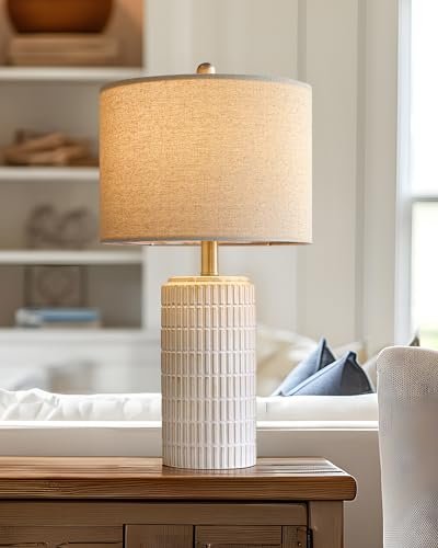 PoKat 23'' Bedside Table Lamp for Bedroom Modern Ceramic