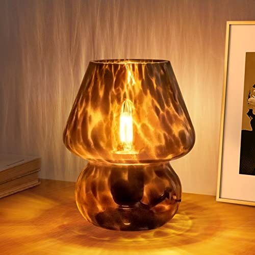 ONEWISH Mushroom Lamp Small Vintage Table Lamp Translucent...