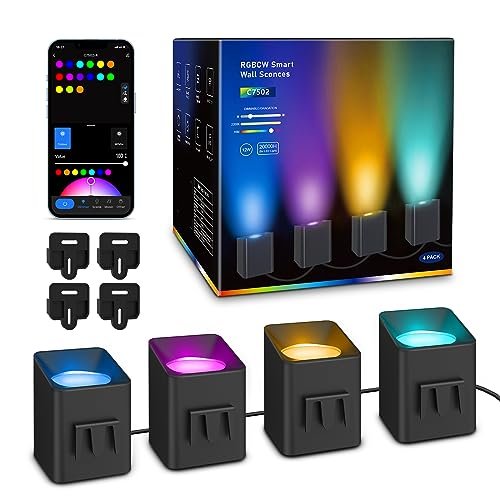 APPECK Wall Sconces 4 Pack, LED Wall Lights RGBCW