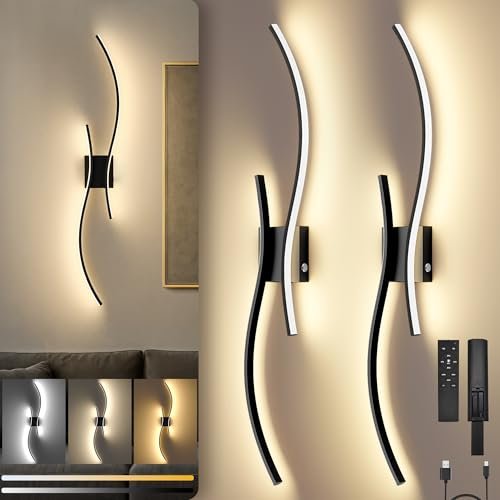 SyncGlow 10000mAh Battery Operated Wall Sconces Set Black