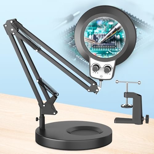 HITTI 12X Magnifying Glass with Light,Upgrade Infinite Color