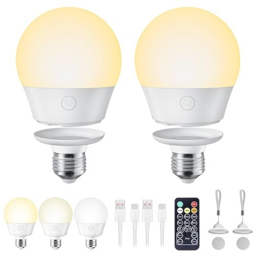 Brightown E26 Rechargeable Light Bulb with Remote,...