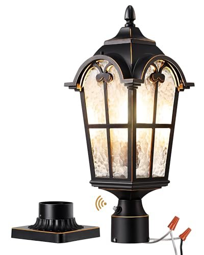 EDISHINE Large Size Dusk to Dawn Outdoor Post Light Fixture.