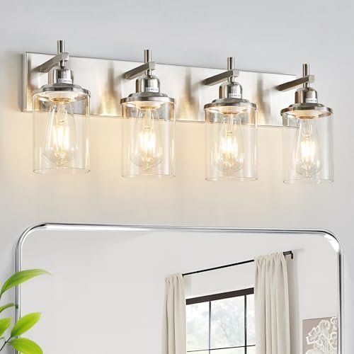 Lanhall 4-Light Brushed Nickel Bathroom Light Fixture