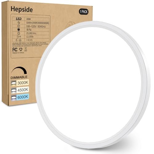 hepside 12Inch Flush Mount Light Fixture White, Dimmable...