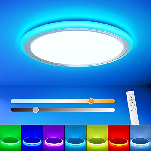 BLNAN RGB Led Flush Mount Ceiling Light, Dimmable Color...