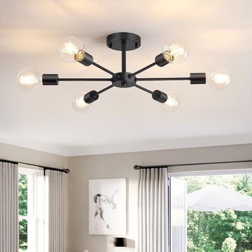 Lomoky 6-Lights Semi Flush Mount Ceiling Light, matte black...