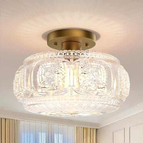 OYKYOHEI 11 Inch Globe Glass Semi Flush Mount Light Fixture