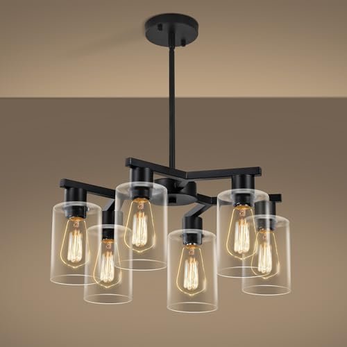 6-Light Modern Farmhouse Black Chandelier, Dining Room...