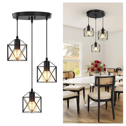 Phaosio 3 Light Pendant Lighting, Farmhouse Hanging Light...