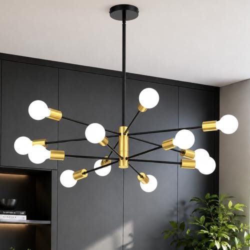 Phaosio Sputnik Chandelier 12-Light, Mid Century Modern...