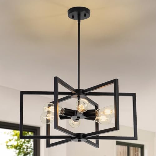 23.6” Black Chandelier for Dining Room 6 Light Kitchen...