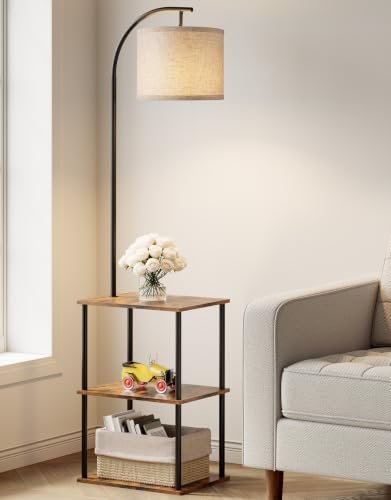 PARTPHONER Floor Lamp with Table, Night Stand, LED Bulb