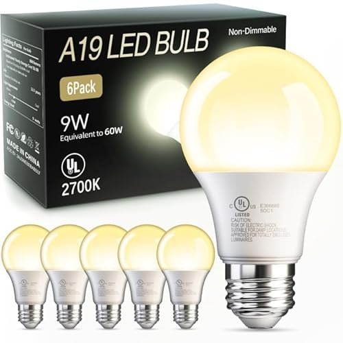 TJOY 6 Pack A19 LED Light Bulbs, Soft Warm White