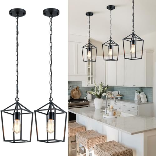 Sheetea 2 Pack Pendant Lights Kitchen Island, modern black...