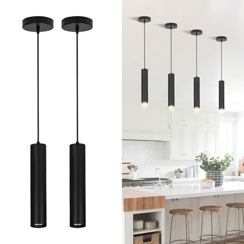 Black Pendant Lights 2 Pack, 3W LED non-dimmable