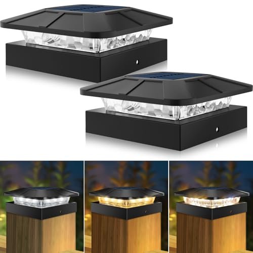 Peasur 4x4 Solar Post Cap Lights Outdoor 3 Modes
