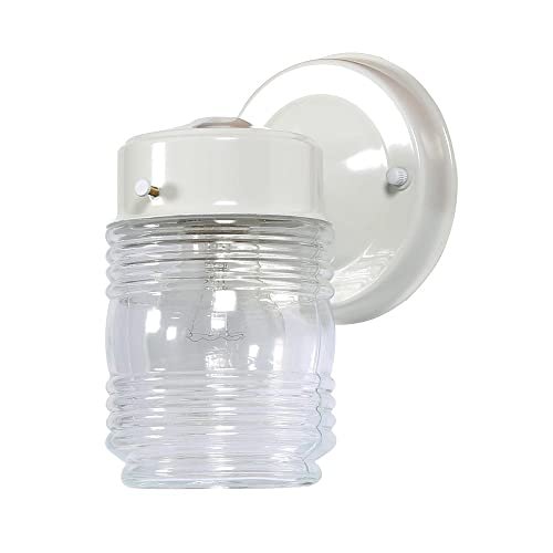 Design House Jelly Jar 1-Light Outdoor Wall Lantern, White...