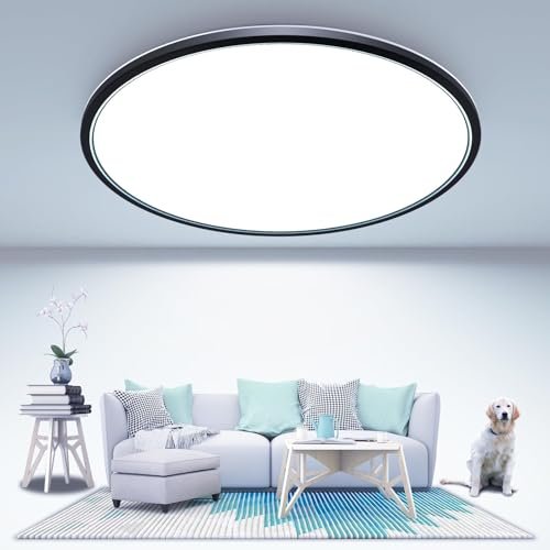 libtit 16.5 Inch Large Black Flush Mount LED Ceiling Light