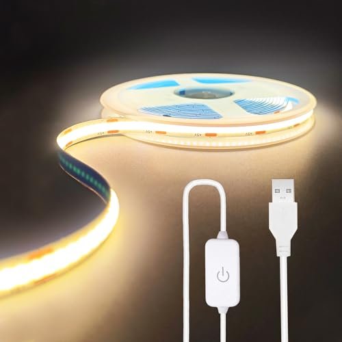 ZSLAIFU A 5V USB LED Light Strip, COB warm light.