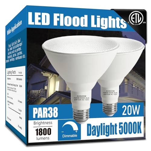 Gonhom Par38 led Flood Lights Outdoor Light, 20W, 5000K