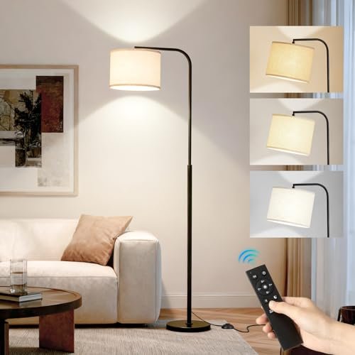 Arc Floor Lamp with Remote and Dimmable Black Finish