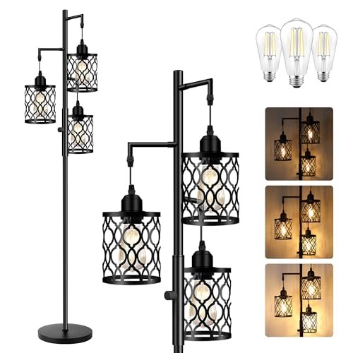 ROTTOGOON Dimmable Farmhouse Floor Lamp, Industrial Floor...