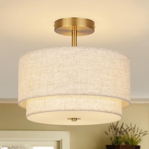 Semi Flush Mount Ceiling Light Fixture,12.6'' Gold Light...