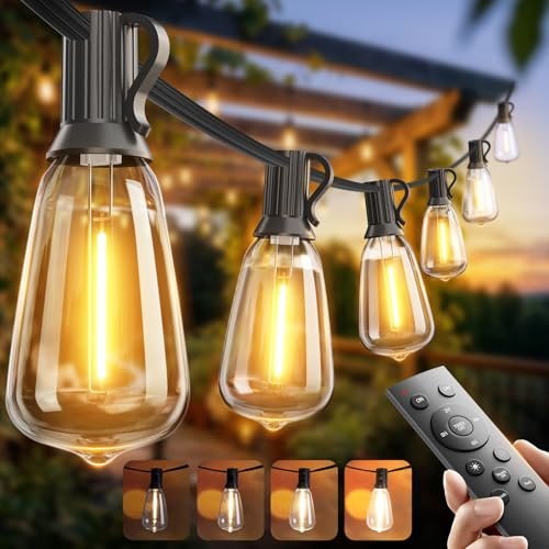 addlon 100FT Outdoor String Lights ST38 LED Waterproof...