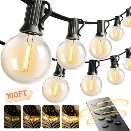 addlon Outdoor String Lights 100FT G40 with remote...