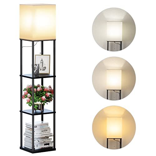 SUNMORY Floor Lamp with Shelves, Standing Lamps for Room