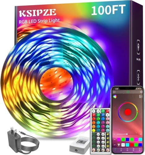 KSIPZE 100ft Led Strip Lights RGB Music Sync Smart App