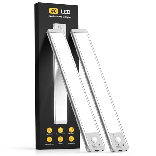 MCGOR 10inch Under Cabinet Lighting, 2 Pack Rechargeable...