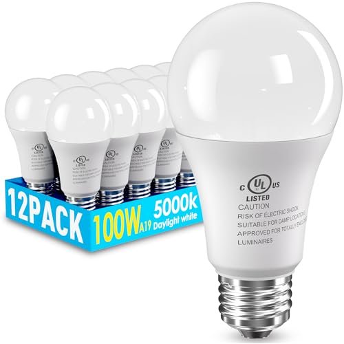 12 Pack LED Light Bulbs 100 Watt Daylight White
