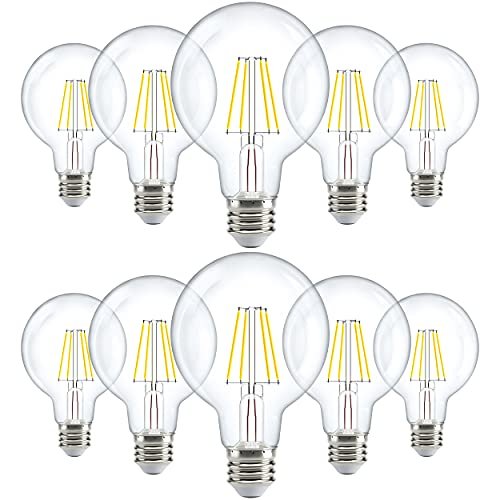 Sunco 10 Pack G25 LED Light Bulb, 3000K Warm White.