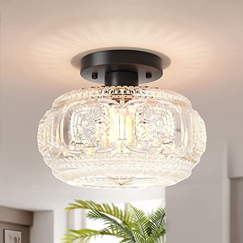 OYKYOHEI Globe Glass Semi Flush Mount Ceiling Light...