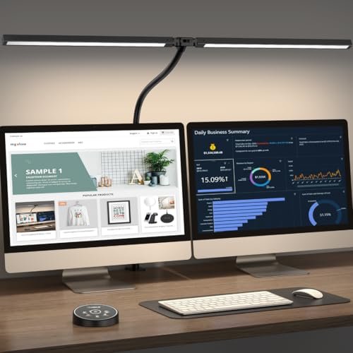 Pzloz Led Desk Lamp for Office Home: Eye Caring Clamp