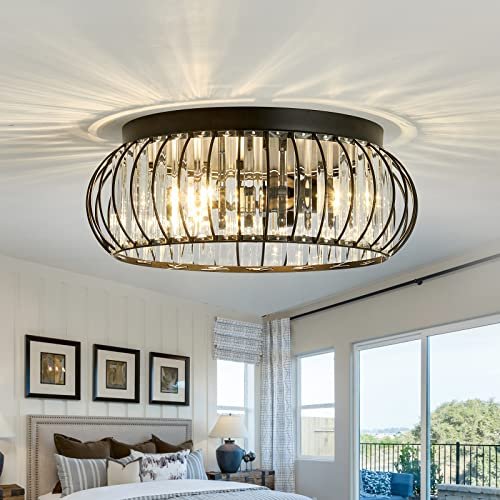 YYJLX 3 Light Flush Mount Ceiling Light Modern Crystal