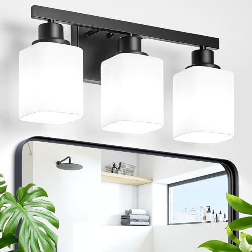 DIKAIDA 3-Light Bathroom Vanity Light,Modern Matte Black...