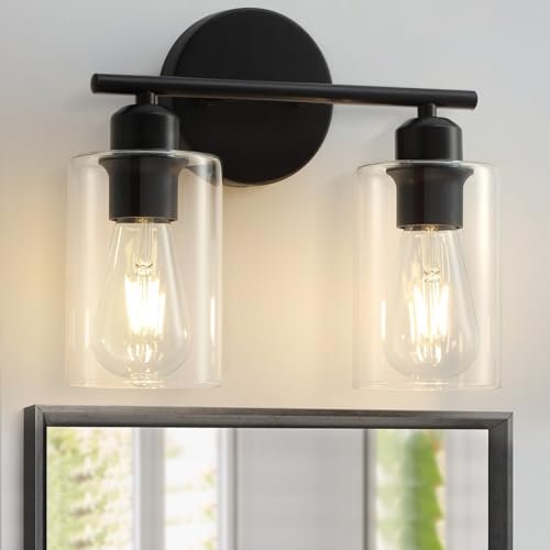 SEABLE 2-Light Bathroom Light Fixtures, Matte Black vanity...
