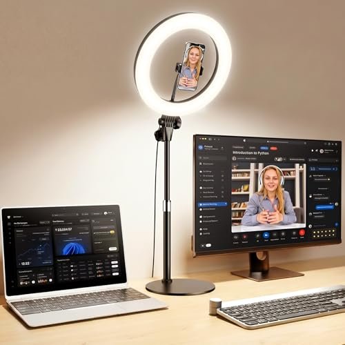 Desk Ring Light with Stand for Computer, video recording