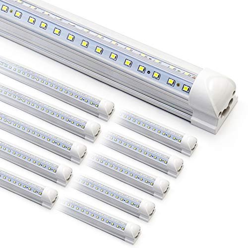 10-Pack 8ft LED Shop Light Fixture - High Output 6500K