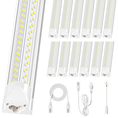 ELEKICO 12 Pack Super Bright 100w 8ft V-Shape LED Shop
