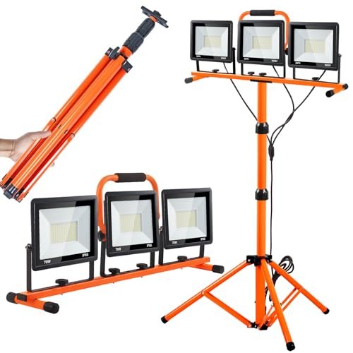 22000 Lumen Work Lights with Stand, 3 Head Portable LED