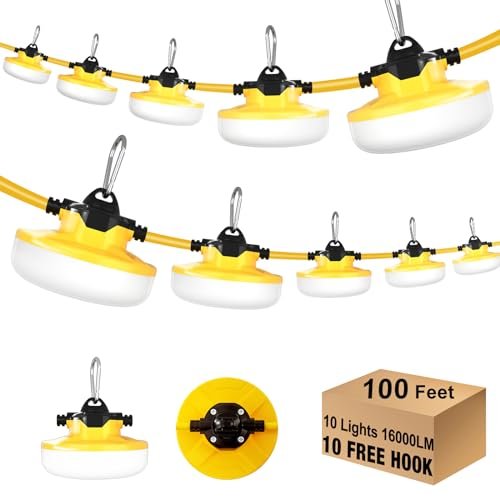 JC-LGL LED Construction String Light 100FT, 130W super...