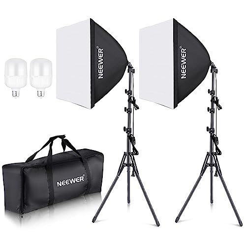 NEEWER 700W Equivalent Softbox Lighting Kit, 2Pack LED Bulbs