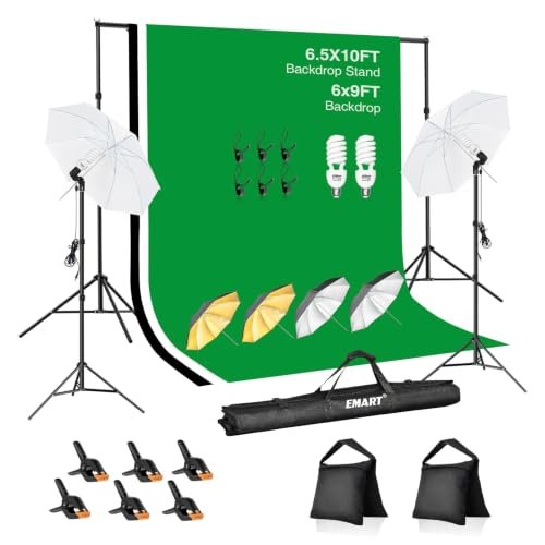 EMART 6.5x10FT Photography Lighting Kit with Backdrop Stand...